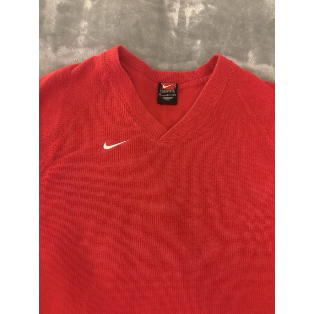 VTG Nike Sweater Vest Vintage Men's Y2K Red Golf Football Faded Sleeveless Lg - Picture 3 of 8